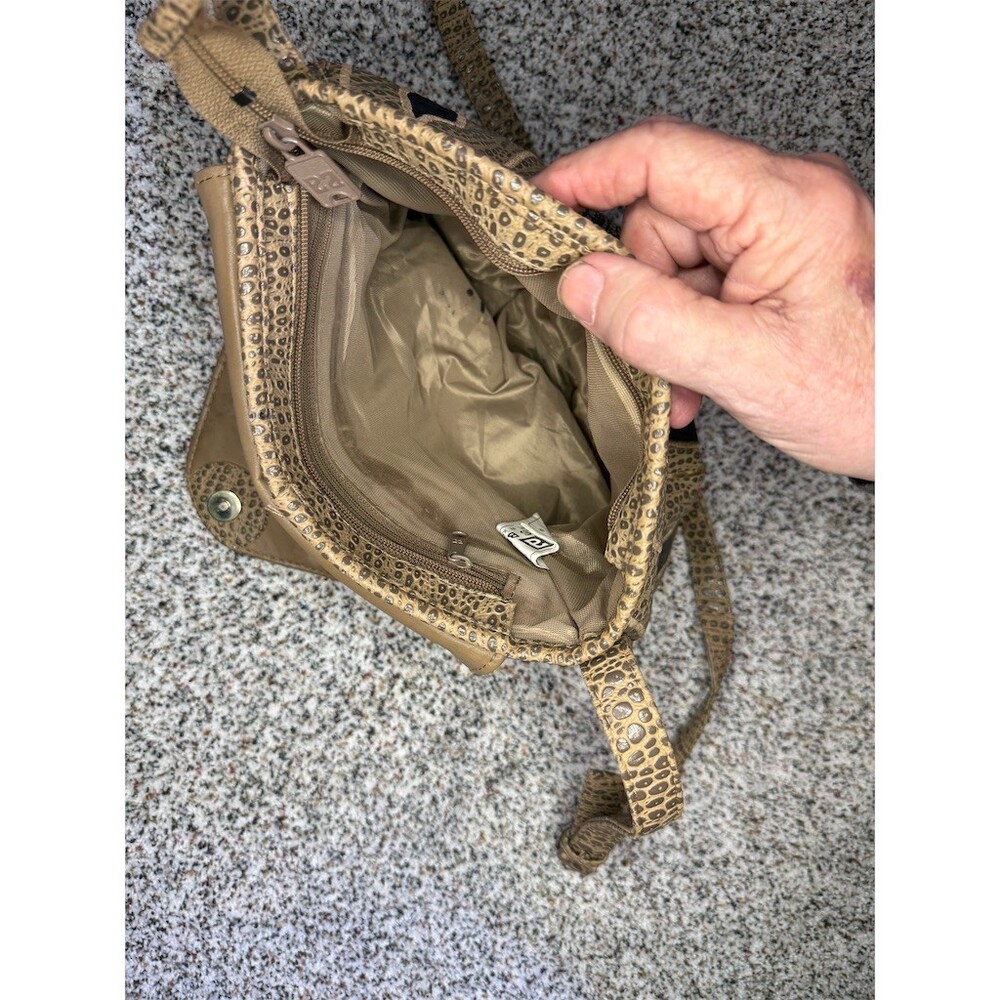 Vintage NAS Crossbody Purse Womens Brown/Black Patchwork Embossed Flap Bag - Picture 7 of 14